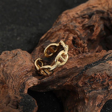 Anchor Chain Ring in Sterling Silver and Gold - UniqShine