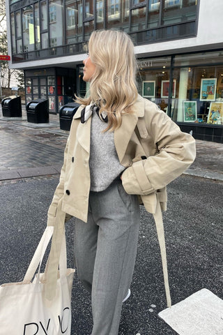 Beige Trench Coat for Women - UniqShine