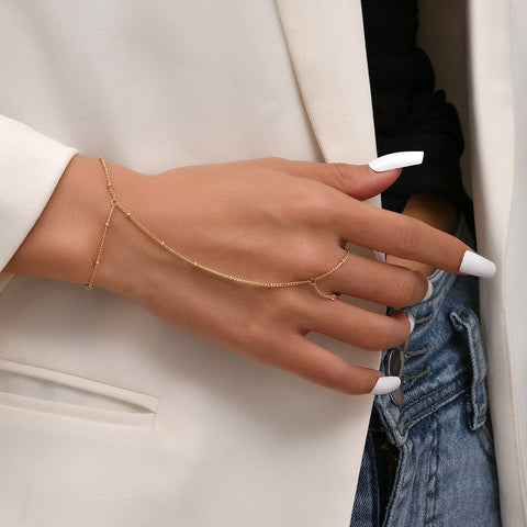 Elegant Gold Hand Chain Bracelet - UniqShine