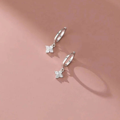 Flower Shaped Drop Earrings in Sterling Silver - UniqShine