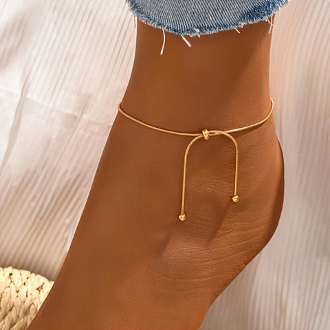 Gold Plated Adjustable Snake Chain Anklet - UniqShine