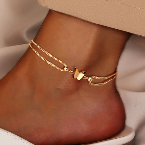 Stainless Steel Butterfly Pendant Anklet - UniqShine