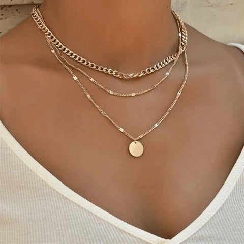 Triple Gold - Plated Chain Necklace - UniqShine