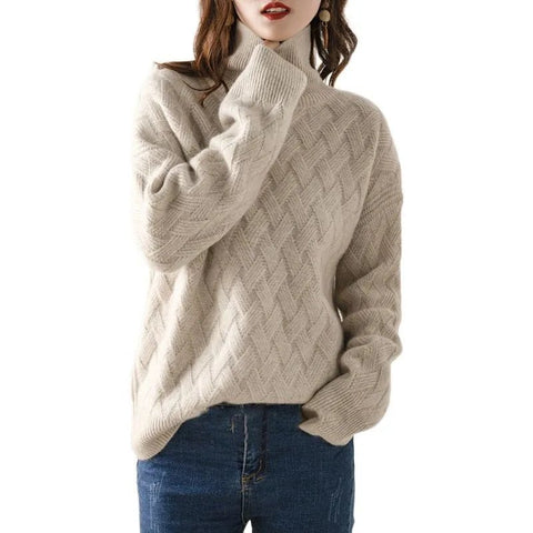 Women's Cashmere Roll Neck Jumper - UniqShine